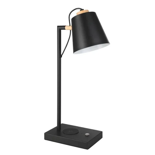 Настольная лампа LED с беспроводной зарядкой Lacey-Qi 900626 Eglo чёрная 1 лампа, основание чёрное металл в стиле современный 