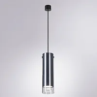 Светильник подвесной Lazio A5367SP-1SS Arte Lamp чёрный прозрачный на 1 лампу, основание чёрное в стиле современный трубочки