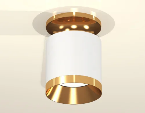 Светильник накладной XS7401121 Ambrella light белый 1 лампа, основание золотое в стиле хай-тек современный круглый фото 2