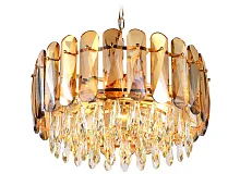 Люстра подвесная TR5071 Ambrella light янтарная на 6 ламп, основание золотое в стиле классический современный 
