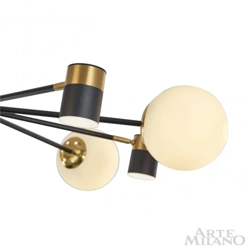 Люстра потолочная LED Ferrara-71040 274802/10 BK/GD Arte Milano белая на 10 ламп, основание чёрное в стиле современный фото 8