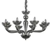 Люстра подвесная CASANOVA SP8 FUME Ideal Lux без плафона на 8 ламп, основание хром серое в стиле венецианский 
