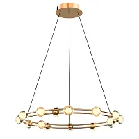 Люстра подвесная LED Rondell 4382-15P Favourite белая прозрачная на 15 ламп, основание золотое в стиле современный 