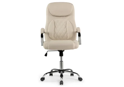Компьютерное кресло Tron cream 15520 Woodville, кремовый/искусственная кожа, ножки/металл/хром, размеры - *1210***610*700 фото 3