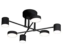 Люстра потолочная LED с пультом Мекли 07649-6D,19(3000K) Kink Light чёрная на 3 лампы, основание чёрное в стиле современный хай-тек с пультом