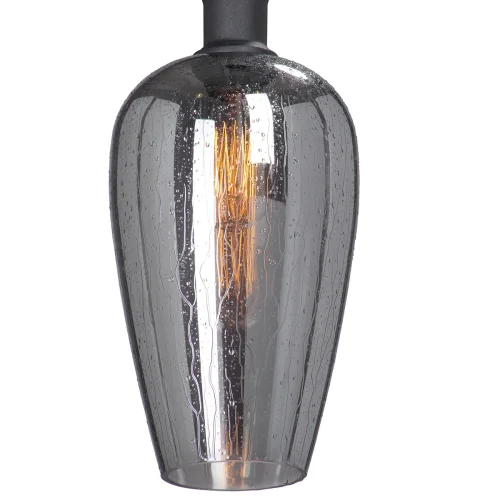 Светильник подвесной V4849-1/1S Vitaluce серый чёрный на 1 лампу, основание чёрное в стиле лофт выдувное фото 2