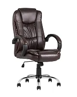 Кресло руководителя TopChairs Atlant NEW, коричневое УТ000005406 Stool Group, коричневый/экокожа, ножки/металл/хром, размеры - ****630*760