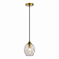 Светильник подвесной Idesia SL1188.303.01 ST-Luce прозрачный янтарный на 1 лампу, основание латунь в стиле современный выдувное