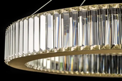 Люстра подвесная хрустальная LED Anzio L 1.5.80.100 A Arti Lampadari прозрачная на 1 лампа, основание бронзовое в стиле современный кольца фото 2