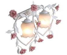 Бра Fiori di rose W110.2 Lucia Tucci белый на 2 лампы, основание белое в стиле прованс флористика Бра Fiori di rose W110.2 Lucia Tucci белый на 2 лампы, основание белое в стиле прованс флористика