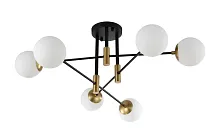 Люстра потолочная FIDEL PL6 BLACK Crystal Lux белая на 6 ламп, основание чёрное бронзовое в стиле современный шар