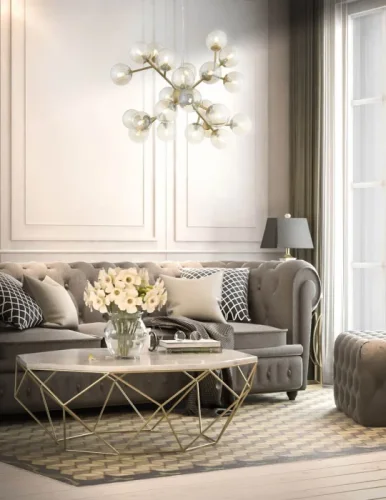 Люстра подвесная Pallеre SL438.203.24 ST-Luce янтарная на 24 лампы, основание золотое в стиле лофт современный фото 2