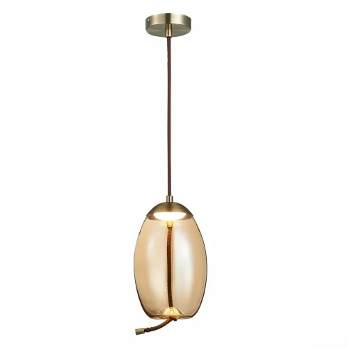 Светильник подвесной LED Ozzio SL6108.333.01 ST-Luce янтарный на 1 лампу, основание латунь в стиле современный выдувное