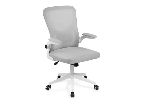 Компьютерное кресло Konfi light gray / white 15329 Woodville, серый/сетка ткань, ножки/металл/белый, размеры - *1110***600*660 фото 6