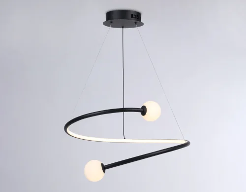 Светильник подвесной LED с пультом FL66293 Ambrella light чёрный 1 лампа, основание чёрное в стиле современный хай-тек шар фото 3