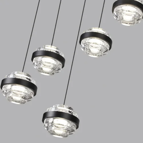 Люстра каскадная LED Klot 5031/40L Odeon Light прозрачная на 1 лампа, основание чёрное в стиле современный  фото 5