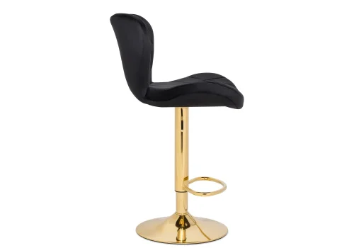 Барный стул Porch black / golden 15506 Woodville, чёрный/велюр, ножки/металл/золотой, размеры - *1100***470*530 фото 3