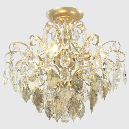 Люстра потолочная ESMIRALDA PL4 GOLD Crystal Lux прозрачная на 4 лампы, основание золотое в стиле арт-деко фото 6