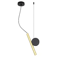 Светильник подвесной LED LSP-7015 Lussole матовый золото 1 лампа, основание чёрное в стиле хай-тек современный трубочки