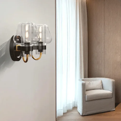 Бра MONTALEMBERT SCONCE BY Studios Черный, Прозрачный 185388-26 ImperiumLoft прозрачный на 2 лампы, основание чёрное в стиле современный скандинавский фото 2