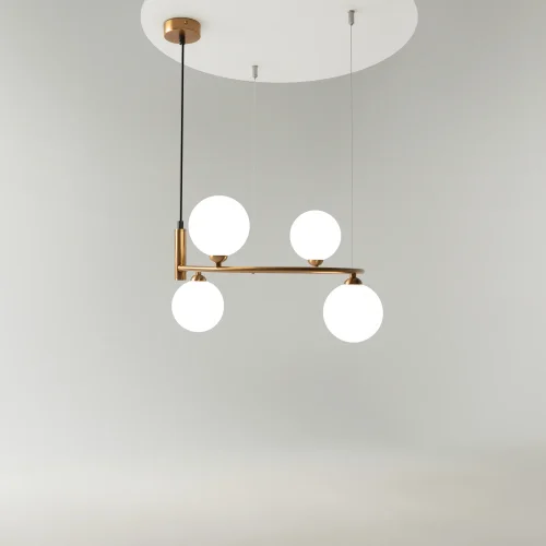 Светильник подвесной Ring MOD013PL-04BS1 Maytoni белый на 4 лампы, основание латунь в стиле современный шар фото 12
