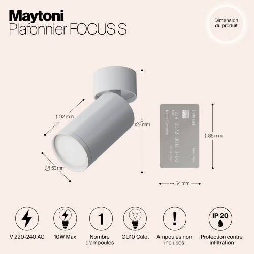 Светильник накладной Focus S C050CL-U-1W Maytoni белый на 1 лампу, основание белое в стиле современный хай-тек круглый фото 5