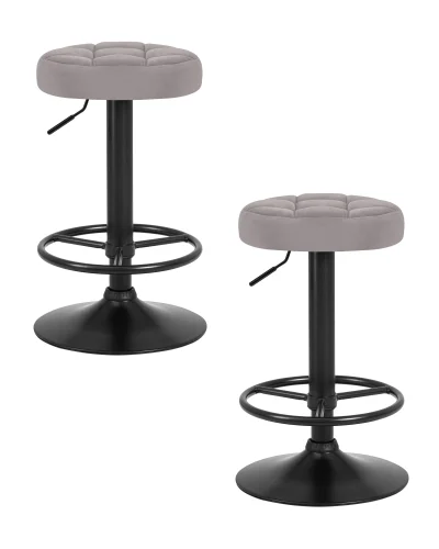 Табурет барный набор 2 шт. SET-2 5008_BlackBase-LM BRUNO BLACK, цвет сиденья серый велюр (MJ9-75), цвет основания черный Dobrin, /велюр, ножки/металл/чёрный, размеры - 610*830***360*360