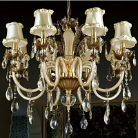 Люстра подвесная  BACCARAT SP8 Crystal Lux бежевая на 8 ламп, основание бронзовое в стиле классический 