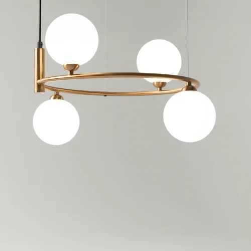 Светильник подвесной Ring MOD013PL-04BS1 Maytoni белый на 4 лампы, основание латунь в стиле современный шар фото 9