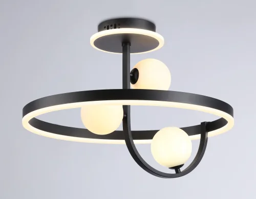 Светильник потолочный LED с пультом FL66263 Ambrella light чёрный 1 лампа, основание чёрное в стиле современный хай-тек кольца фото 3