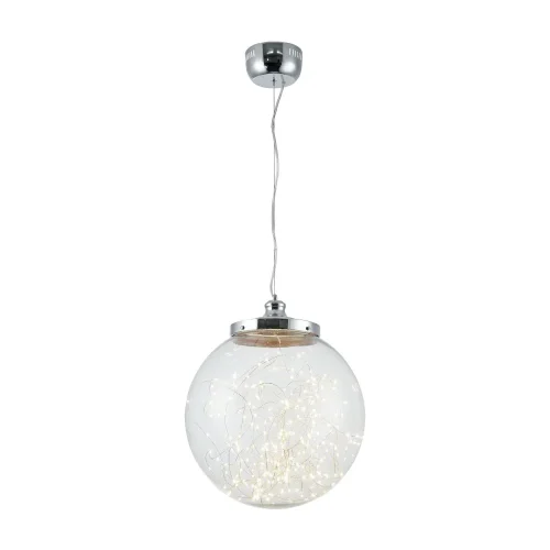 Светильник подвесной LED Isabel FR6157-PL-24W-TR Freya прозрачный на 1 лампу, основание хром в стиле современный шар