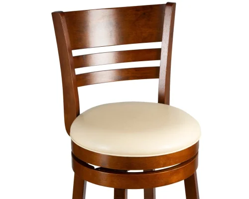 Вращающийся полубарный стул 4393-LMU WILLIAM COUNTER, цвет сиденья кремовый, цвет дерева шоколад Dobrin, кремовый/экокожа, ножки/дерево/шоколад, размеры - ****430*480 фото 8