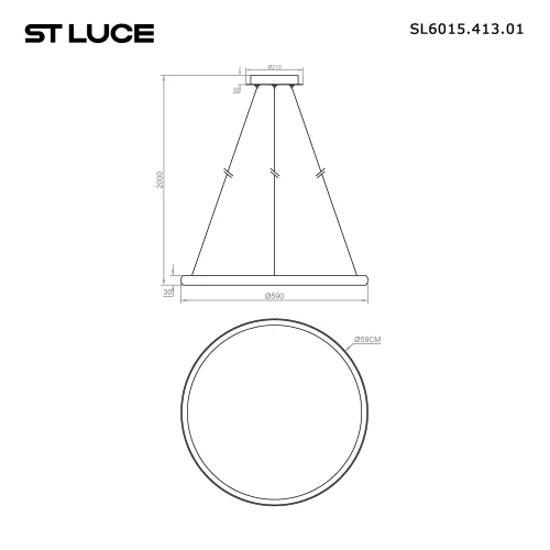 Светильник подвесной LED Satellite SL6015.413.01 ST-Luce серый серебряный 1 лампа, основание серое серебряное в стиле современный хай-тек минимализм кольца с пультом фото 5