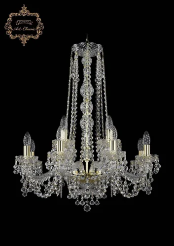 Люстра подвесная хрустальная 11.26.8+4.220.h-75.Gd.B Bohemia Art Classic прозрачная на 12 ламп, основание золотое в стиле классический 