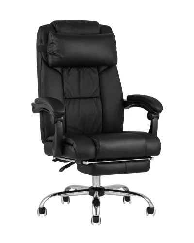 Кресло руководителя TopChairs Royal, черное УТ000001956 Stool Group, чёрный/экокожа, ножки/металл/хром, размеры - ****680*700