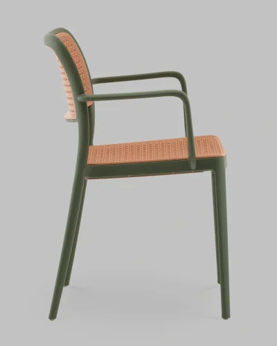 Стул Yona, пластиковый, с подлокотниками, зелёный УТ000040845 Stool Group, коричневый/пластик, ножки/металл/зелёный, размеры - *810**** фото 3