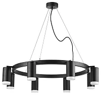 Люстра подвесная Rullo LR0183780 Lightstar чёрная на 8 ламп, основание чёрное в стиле хай-тек 
