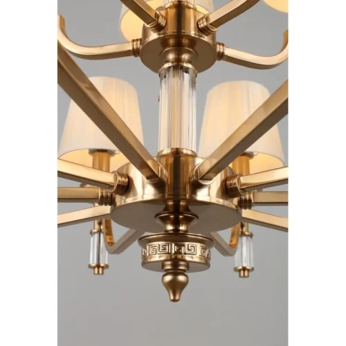 Люстра подвесная Patricia APL.716.13.15 Aployt белая бежевая на 15 ламп, основание бронзовое в стиле классический  фото 3