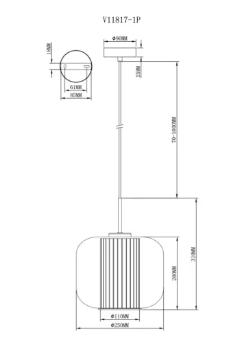Светильник подвесной Ember V11817-1P Moderli прозрачный на 1 лампу, основание белое в стиле современный фото 3
