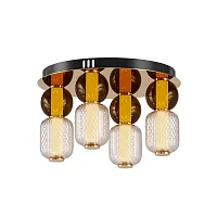 Люстра потолочная LED Drop MOD273CL-L60G3K Maytoni прозрачная янтарная на 1 лампа, основание золотое в стиле современный арт-деко 