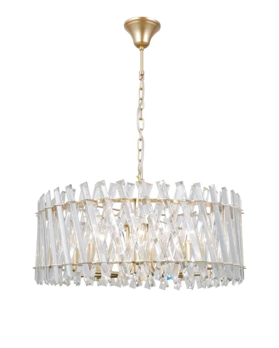 Люстра подвесная Esme V10749-8P Moderli прозрачная на 8 ламп, основание золотое в стиле классический современный 
