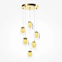 Люстра каскадная LED Biology MOD367PL-L18BBSK Maytoni прозрачная на 1 лампу, основание латунь в стиле современный хай-тек 