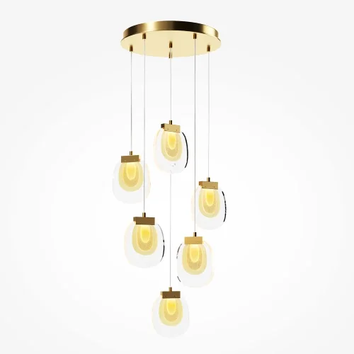 Люстра каскадная LED Biology MOD367PL-L18BBSK Maytoni прозрачная на 1 лампу, основание латунь в стиле современный хай-тек 