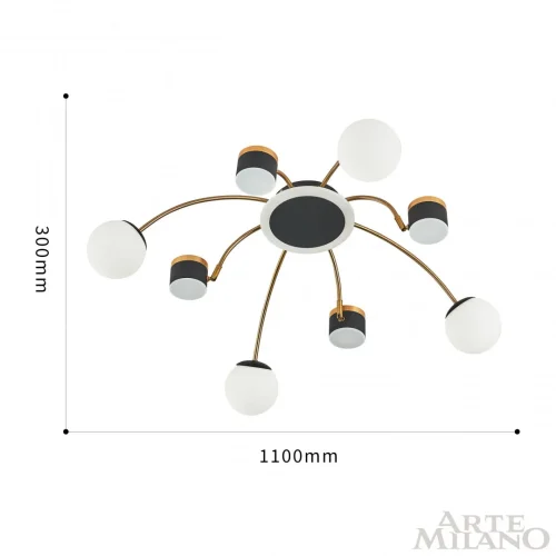 Люстра потолочная LED Ferrara-71040 271040/8 BK/GD Arte Milano белая на 1 лампу, основание чёрное в стиле современный хай-тек фото 2