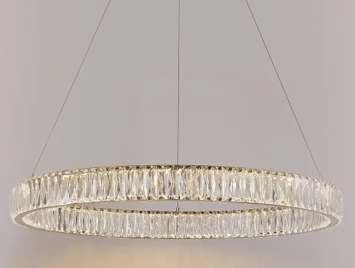 Люстра подвесная LED 8240/80 chrome Newport прозрачная на 1 лампа, основание хром в стиле классический американский современный кольца фото 2