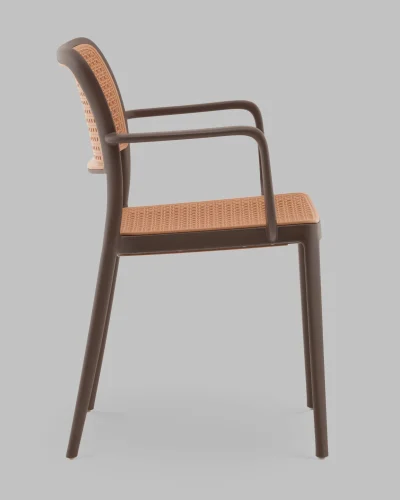 Стул Yona, пластиковый, с подлокотниками, коричневый УТ000040843 Stool Group, коричневый/пластик, ножки/металл/коричневый, размеры - *810**** фото 3