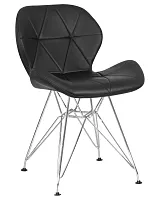 Стул обеденный 302A-LMZL BUTTERFLY CHROME, цвет сиденья черный, цвет основания хромированная сталь Dobrin, чёрный/экокожа, ножки/металл/хром, размеры - ****480*510