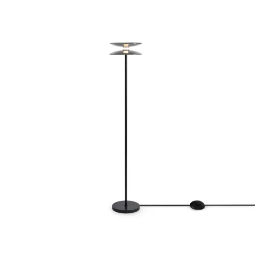 Торшер LED Tower FR5537FL-L7B Freya дымчатый на 1 лампу, основание чёрное в стиле современный фото 2