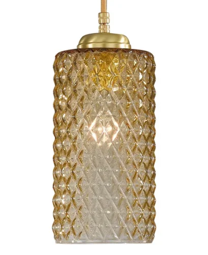 Светильник подвесной L 10030/1 Reccagni Angelo янтарный 1 лампа, основание матовое золото в стиле классический современный выдувное фото 3
