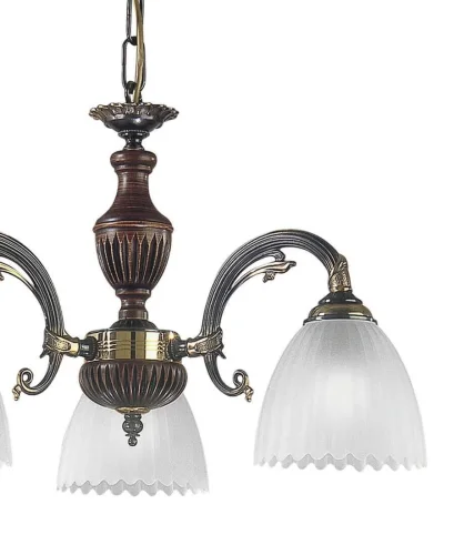 Люстра подвесная L 3510/3  Reccagni Angelo белая на 3 лампы, основание бронзовое в стиле кантри  фото 2